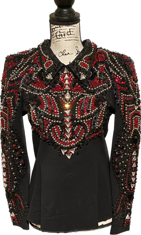 Red and Black Horsemanship Top